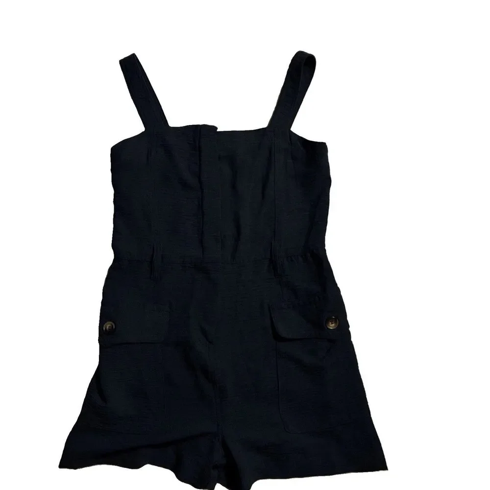Bishop + Young Women’s Black Romper Shorts Pockets Casual Jumpsuit XS